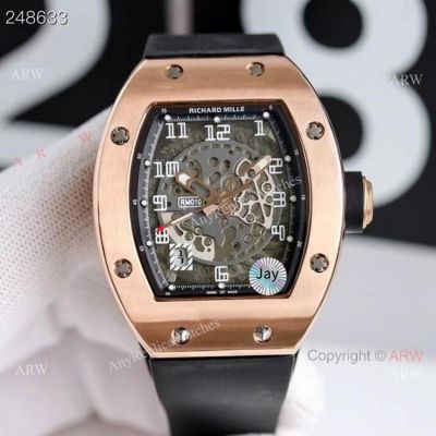 Knockoff Richard Mille RM 030 Rose Gold Watch Black Rubber Strap 